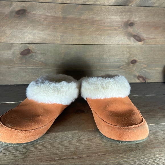 sorel go coffee run womens size 7 shoe orange suede fur lined comfort slippers - Picture 3 of 8